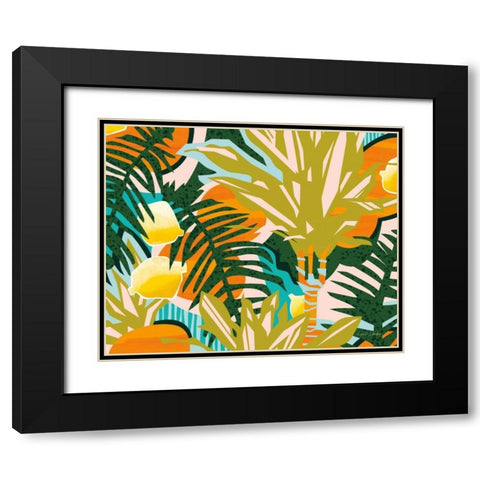 Tropical Coconut Citrus Black Modern Wood Framed Art Print with Double Matting by Gallagher, Megan