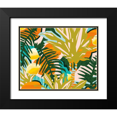 Tropical Coconut Citrus Black Modern Wood Framed Art Print with Double Matting by Gallagher, Megan
