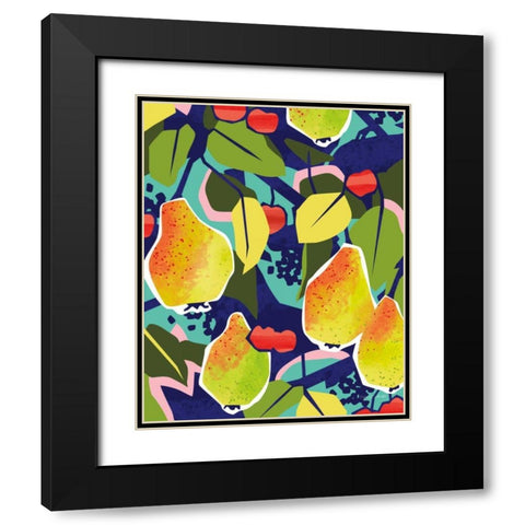 Cherry Berry Pear Black Modern Wood Framed Art Print with Double Matting by Gallagher, Megan