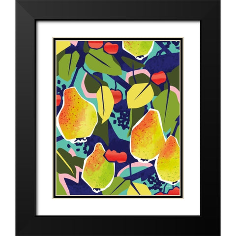 Cherry Berry Pear Black Modern Wood Framed Art Print with Double Matting by Gallagher, Megan