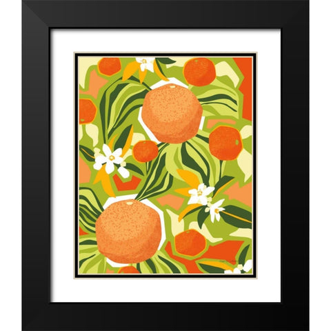 Tangerine Grapefruit Black Modern Wood Framed Art Print with Double Matting by Gallagher, Megan