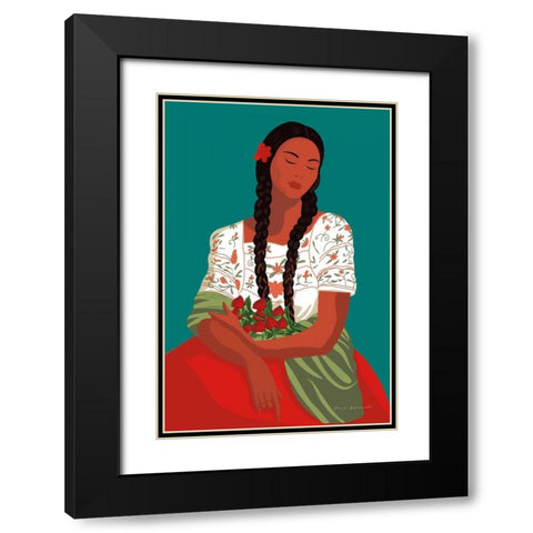 Mexican Woman I Black Modern Wood Framed Art Print with Double Matting by Escalante, Omar