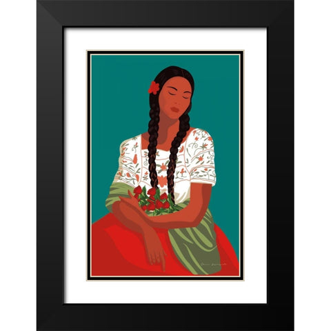 Mexican Woman I Black Modern Wood Framed Art Print with Double Matting by Escalante, Omar