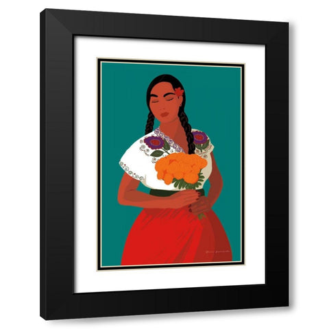 Mexican Woman II Black Modern Wood Framed Art Print with Double Matting by Escalante, Omar