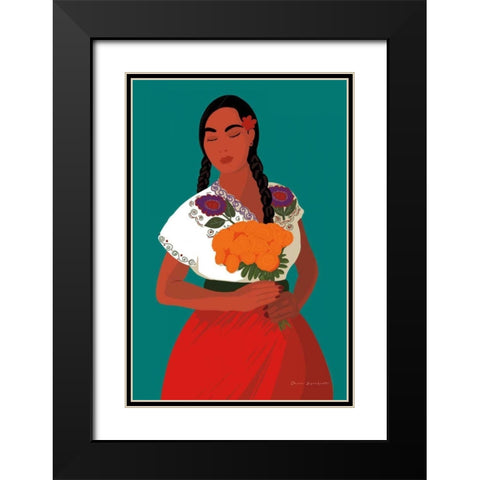 Mexican Woman II Black Modern Wood Framed Art Print with Double Matting by Escalante, Omar