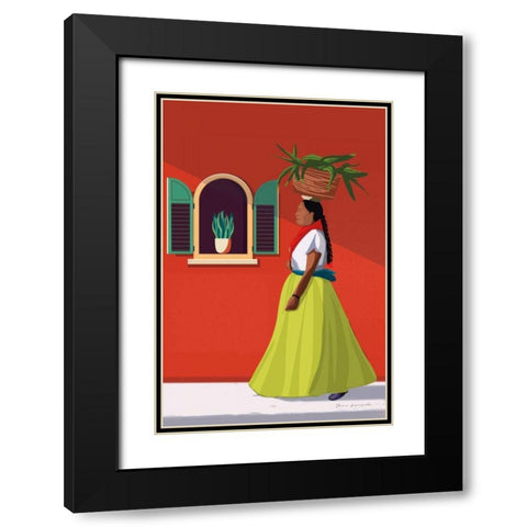 Market Day Woman Black Modern Wood Framed Art Print with Double Matting by Escalante, Omar