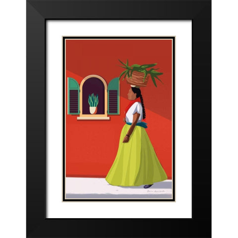 Market Day Woman Black Modern Wood Framed Art Print with Double Matting by Escalante, Omar