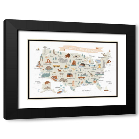 Around the World II Black Modern Wood Framed Art Print with Double Matting by Marshall, Laura