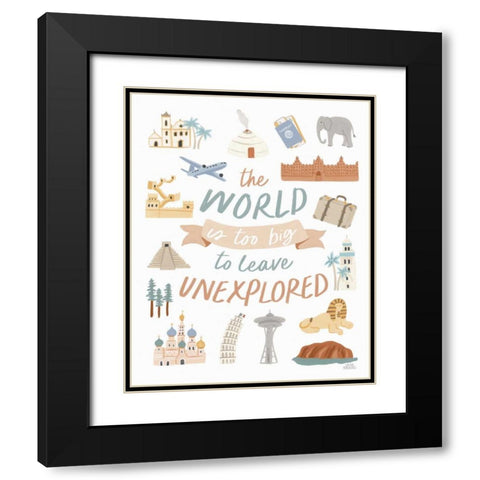 Around the World V Black Modern Wood Framed Art Print with Double Matting by Marshall, Laura
