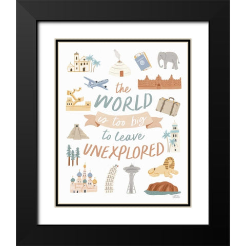 Around the World V Black Modern Wood Framed Art Print with Double Matting by Marshall, Laura