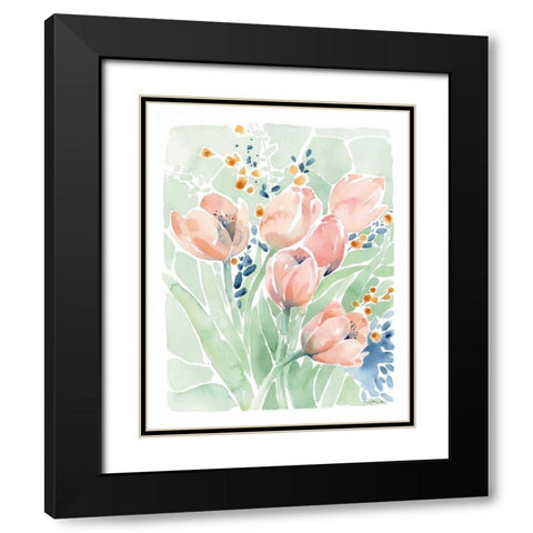 Tulip Spray Black Modern Wood Framed Art Print with Double Matting by Pete, Katrina