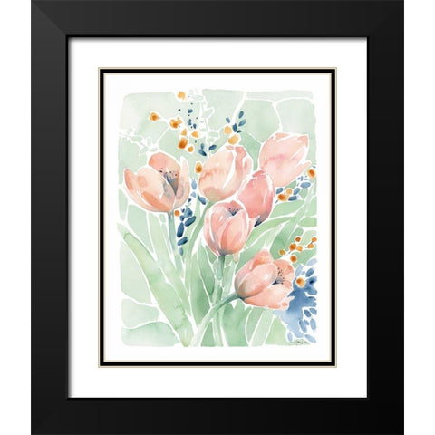 Tulip Spray Black Modern Wood Framed Art Print with Double Matting by Pete, Katrina