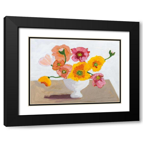 Sorbet Poppies I Black Modern Wood Framed Art Print with Double Matting by Munger, Pamela