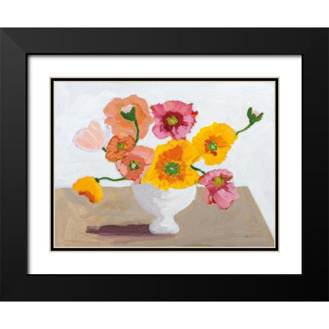 Sorbet Poppies I Black Modern Wood Framed Art Print with Double Matting by Munger, Pamela