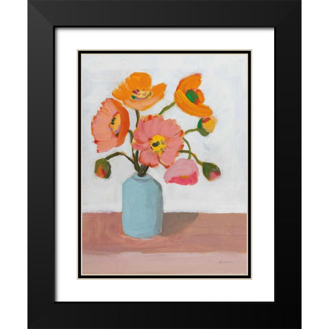 Sorbet Poppies II Black Modern Wood Framed Art Print with Double Matting by Munger, Pamela