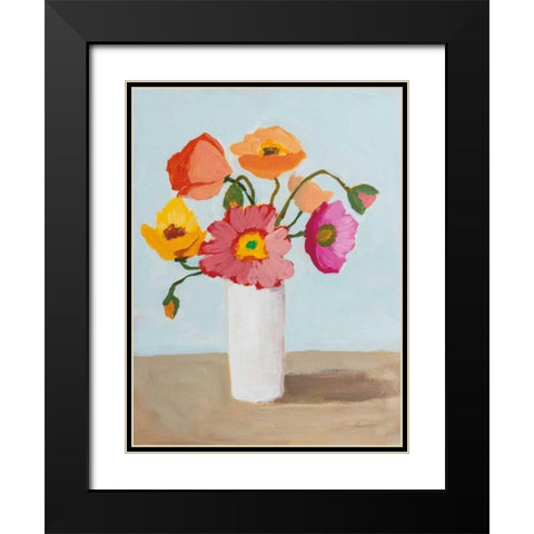 Sorbet Poppies III Black Modern Wood Framed Art Print with Double Matting by Munger, Pamela