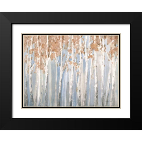 Fall Birches Black Modern Wood Framed Art Print with Double Matting by Nai, Danhui