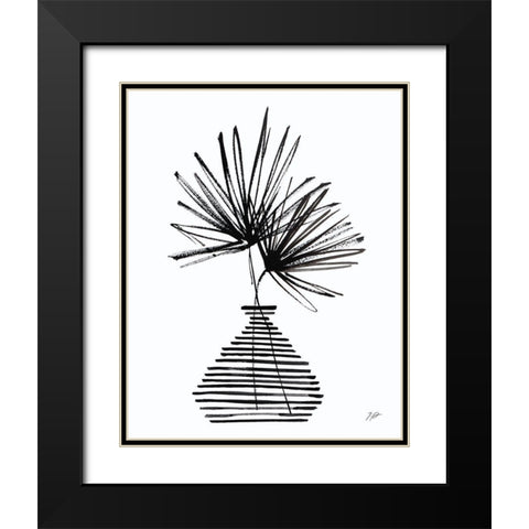 Fan Leaves Still Life Black Black Modern Wood Framed Art Print with Double Matting by Panganiban, Karyn