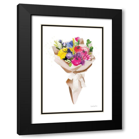 Happy Flowers Black Modern Wood Framed Art Print with Double Matting by Charro, Mercedes Lopez