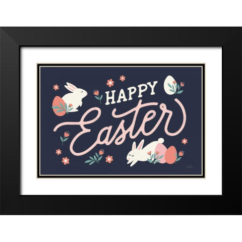 Bunny Kisses I Black Modern Wood Framed Art Print with Double Matting by Marshall, Laura