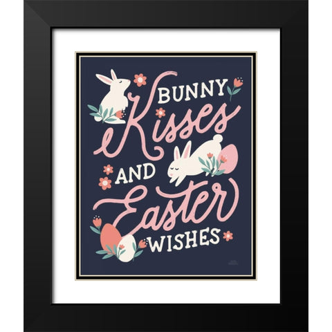 Bunny Kisses II Black Modern Wood Framed Art Print with Double Matting by Marshall, Laura