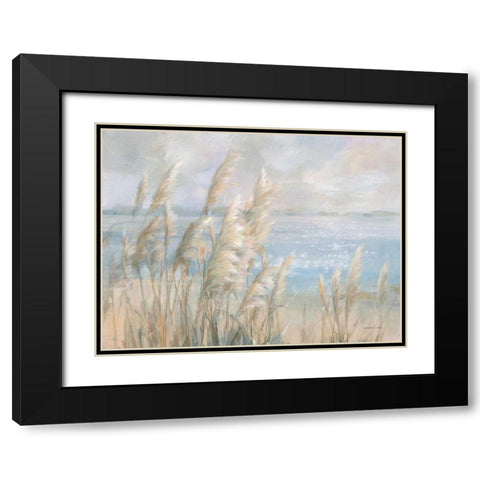 Seaside Pampas Grass Black Modern Wood Framed Art Print with Double Matting by Nai, Danhui