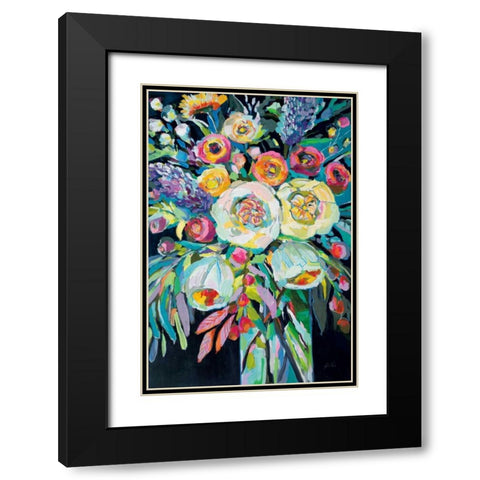 Lilys Bouquet Black Black Modern Wood Framed Art Print with Double Matting by Vertentes, Jeanette