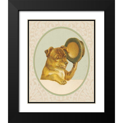 Dog with Hat I Black Modern Wood Framed Art Print with Double Matting by Wild Apple Portfolio