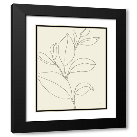 Line Leaves II Oasis Black Modern Wood Framed Art Print with Double Matting by Panganiban, Karyn