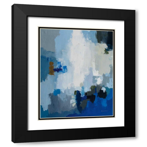 Blue Cascade Black Modern Wood Framed Art Print with Double Matting by Munger, Pamela