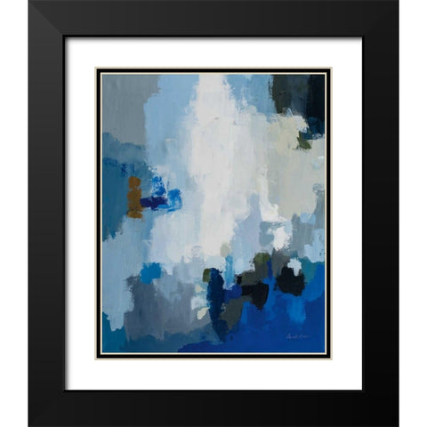 Blue Cascade Black Modern Wood Framed Art Print with Double Matting by Munger, Pamela