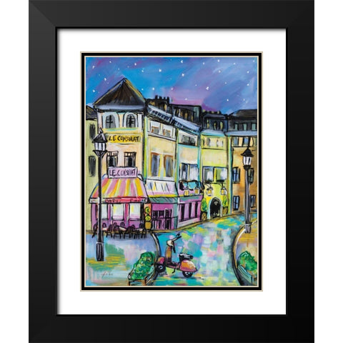 Paris Evening I Black Modern Wood Framed Art Print with Double Matting by Vertentes, Jeanette