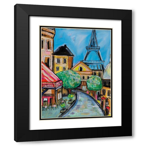 Paris Evening II Black Modern Wood Framed Art Print with Double Matting by Vertentes, Jeanette