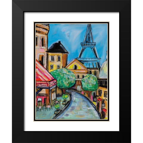 Paris Evening II Black Modern Wood Framed Art Print with Double Matting by Vertentes, Jeanette
