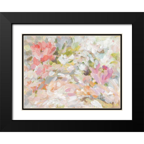 Petal Confetti Black Modern Wood Framed Art Print with Double Matting by Nai, Danhui