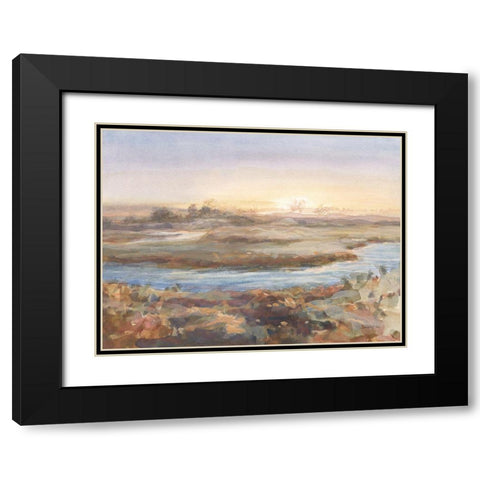 River at Dawn Black Modern Wood Framed Art Print with Double Matting by Nai, Danhui
