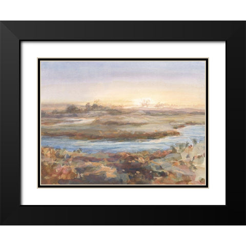 River at Dawn Black Modern Wood Framed Art Print with Double Matting by Nai, Danhui