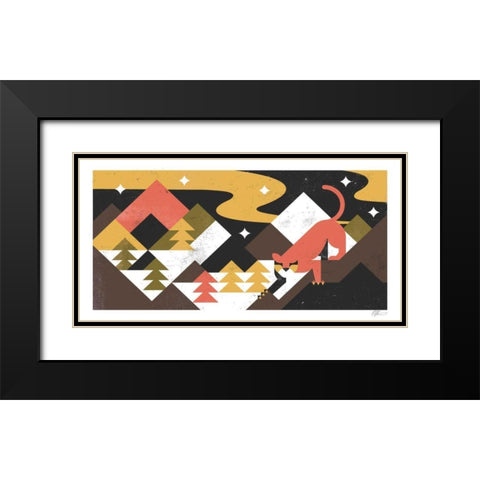 Mountain Lion Black Modern Wood Framed Art Print with Double Matting by Paterson, Robert John
