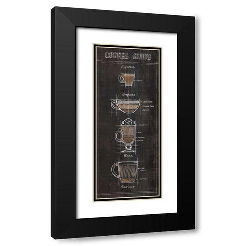 Coffee Guide Panel I Black Modern Wood Framed Art Print with Double Matting by Penner, Janelle