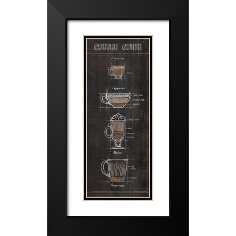 Coffee Guide Panel I Black Modern Wood Framed Art Print with Double Matting by Penner, Janelle