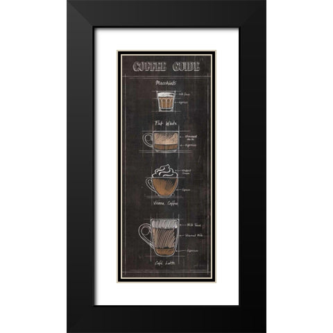 Coffee Guide Panel II Black Modern Wood Framed Art Print with Double Matting by Penner, Janelle