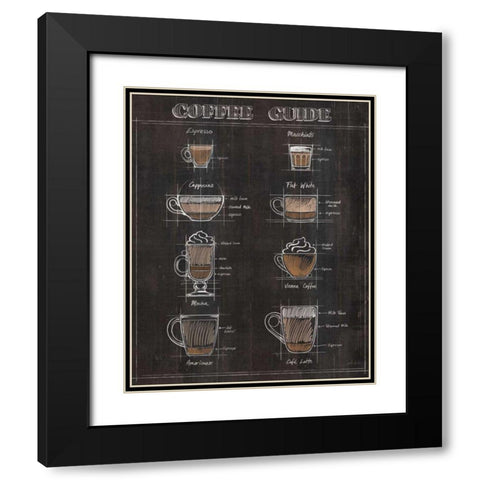 Coffee Guide II Black Modern Wood Framed Art Print with Double Matting by Penner, Janelle