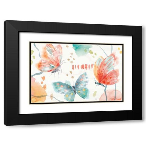 Winged Whisper I Black Modern Wood Framed Art Print with Double Matting by June, Dina