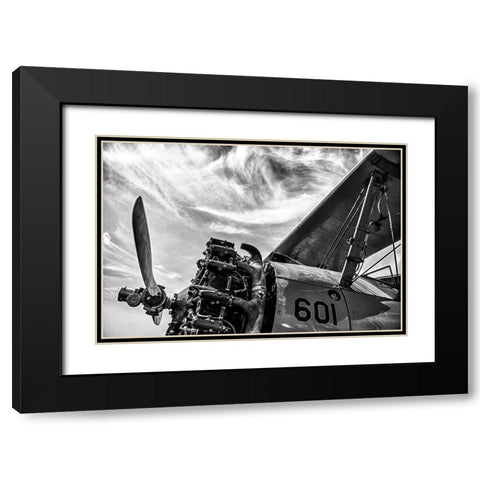Aero Maquina Big Yellow BW Black Modern Wood Framed Art Print with Double Matting by Larson, Nathan