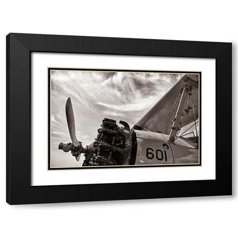 Aero Maquina Big Yellow Sepia Black Modern Wood Framed Art Print with Double Matting by Larson, Nathan