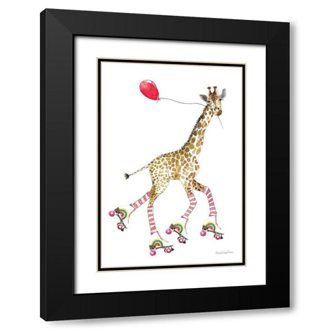 Giraffe Joy Ride II Black Modern Wood Framed Art Print with Double Matting by Charro, Mercedes Lopez