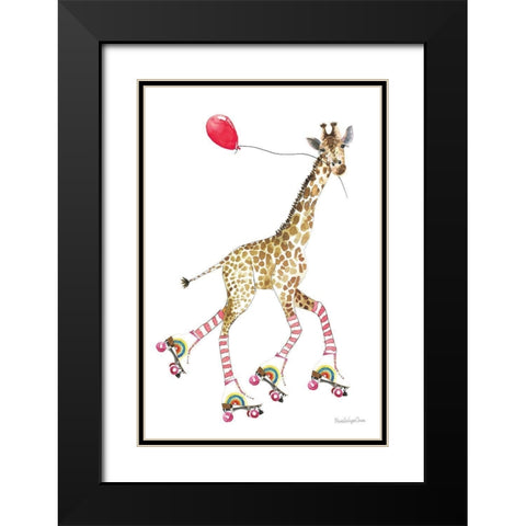 Giraffe Joy Ride II Black Modern Wood Framed Art Print with Double Matting by Charro, Mercedes Lopez
