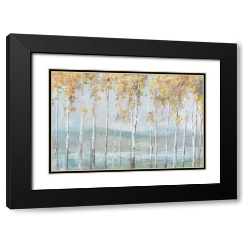Lakeview Birches Black Modern Wood Framed Art Print with Double Matting by Nai, Danhui