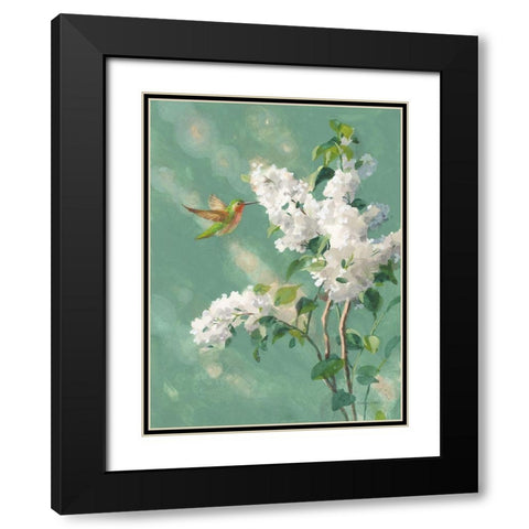 Hummingbird Spring I Black Modern Wood Framed Art Print with Double Matting by Nai, Danhui