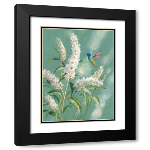 Hummingbird Spring II Black Modern Wood Framed Art Print with Double Matting by Nai, Danhui